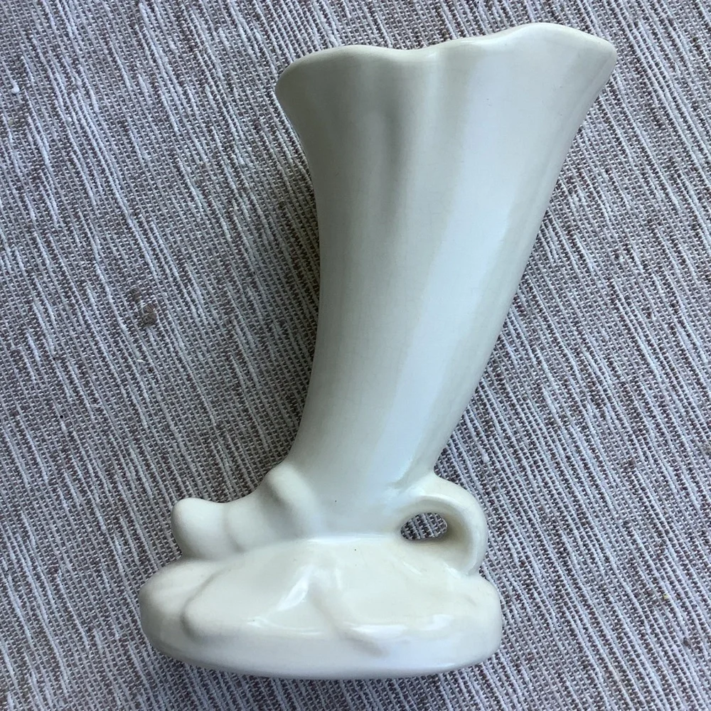 Vintage Set 3 White Weller Cornucopia Vases Vintage Pottery